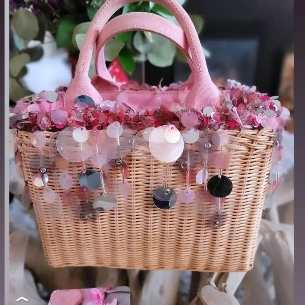 Prada Pink Basket Bag with Sequin Details - Picture 2 of 13